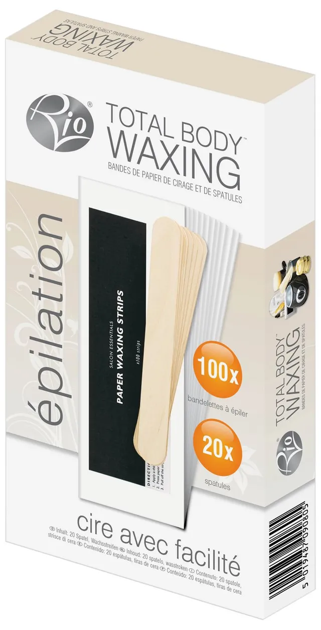 rio-total-body-waxing-wachsstreifen-set-100-papier-wachsstreifen-inkl-20-holzspa image 1