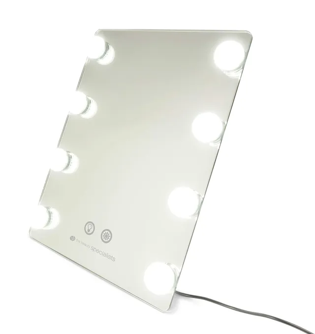 rio-hollywood-glamour-lichtspiegel-mit-8-led-lampen-2-lichtstufen-wand-oder-stan image 1