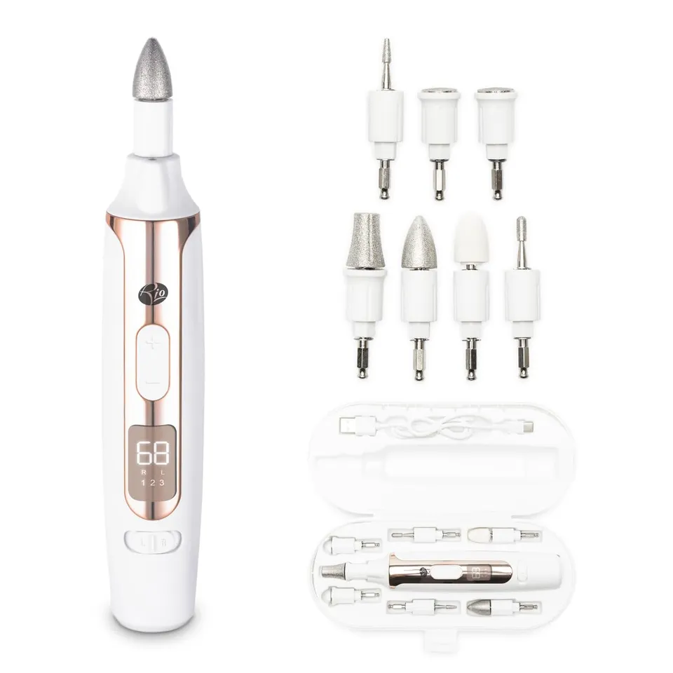 rio-precision-pro-elektrische-nagelfeile-wei-gold-mit-7-aufs-tzen-usb-wiederaufl image 1