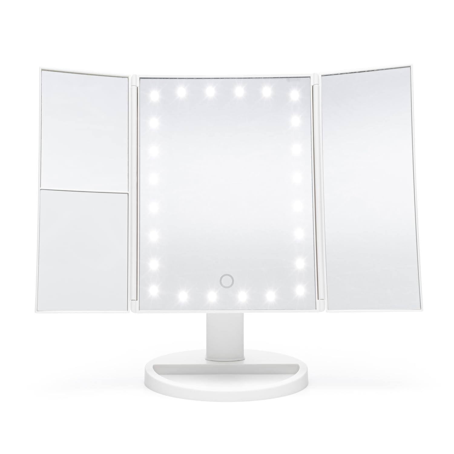 rio-schminkspiegel-mit-24-leds-dimmbar-2-und-3-facher-vergr-erung-dreifach-faltb image 1