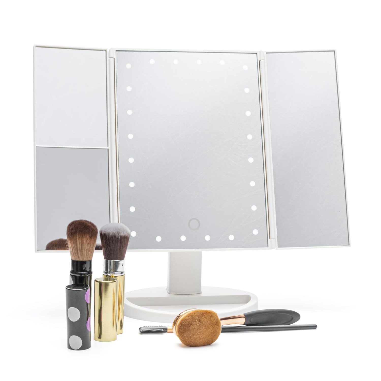 rio-schminkspiegel-mit-24-leds-dimmbar-2-und-3-facher-vergr-erung-dreifach-faltb image 4