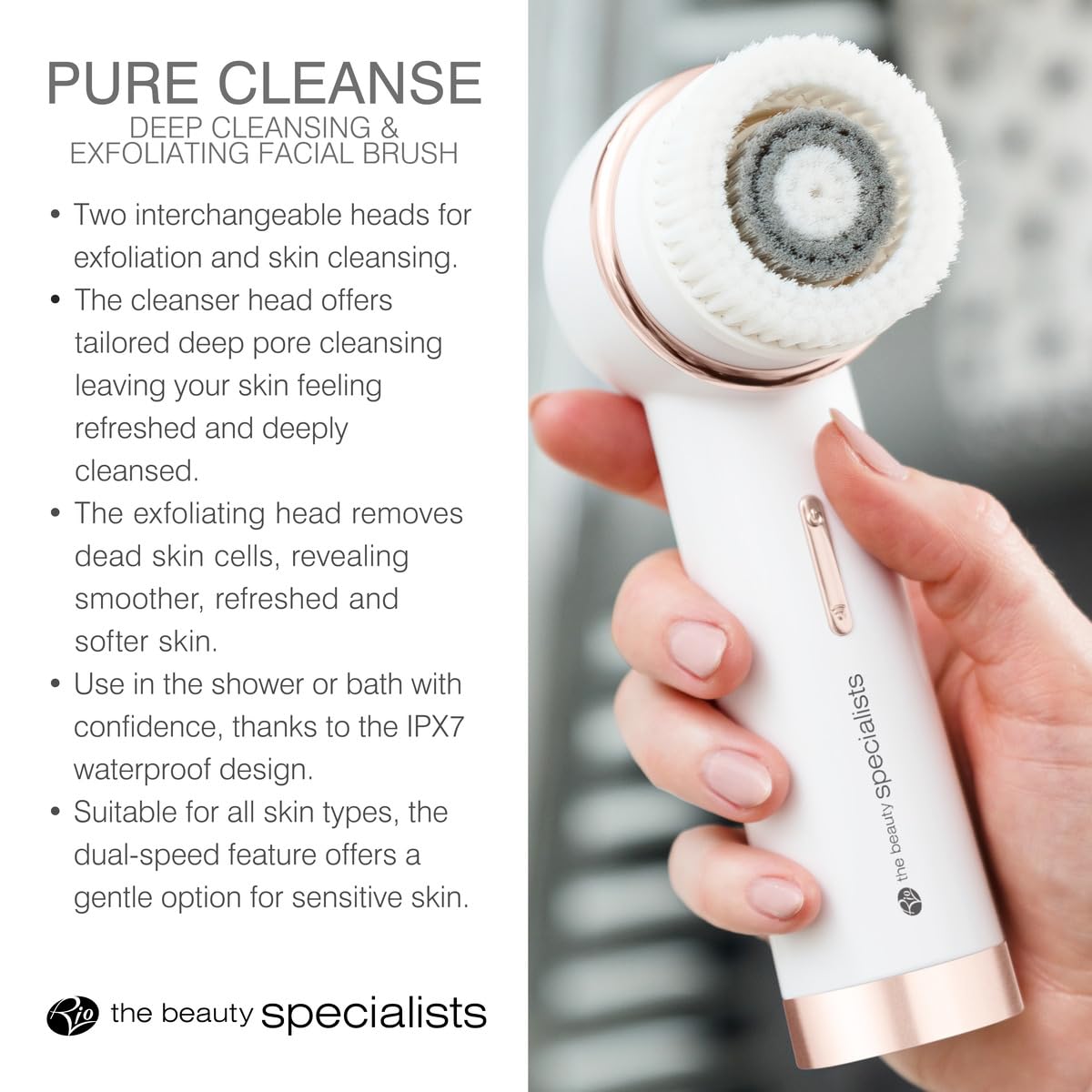 rio-pure-cleanse-deep-gesichtsb-rste-tiefenreinigung-peeling-2-b-rstenk-pfe-ipx7 image 7