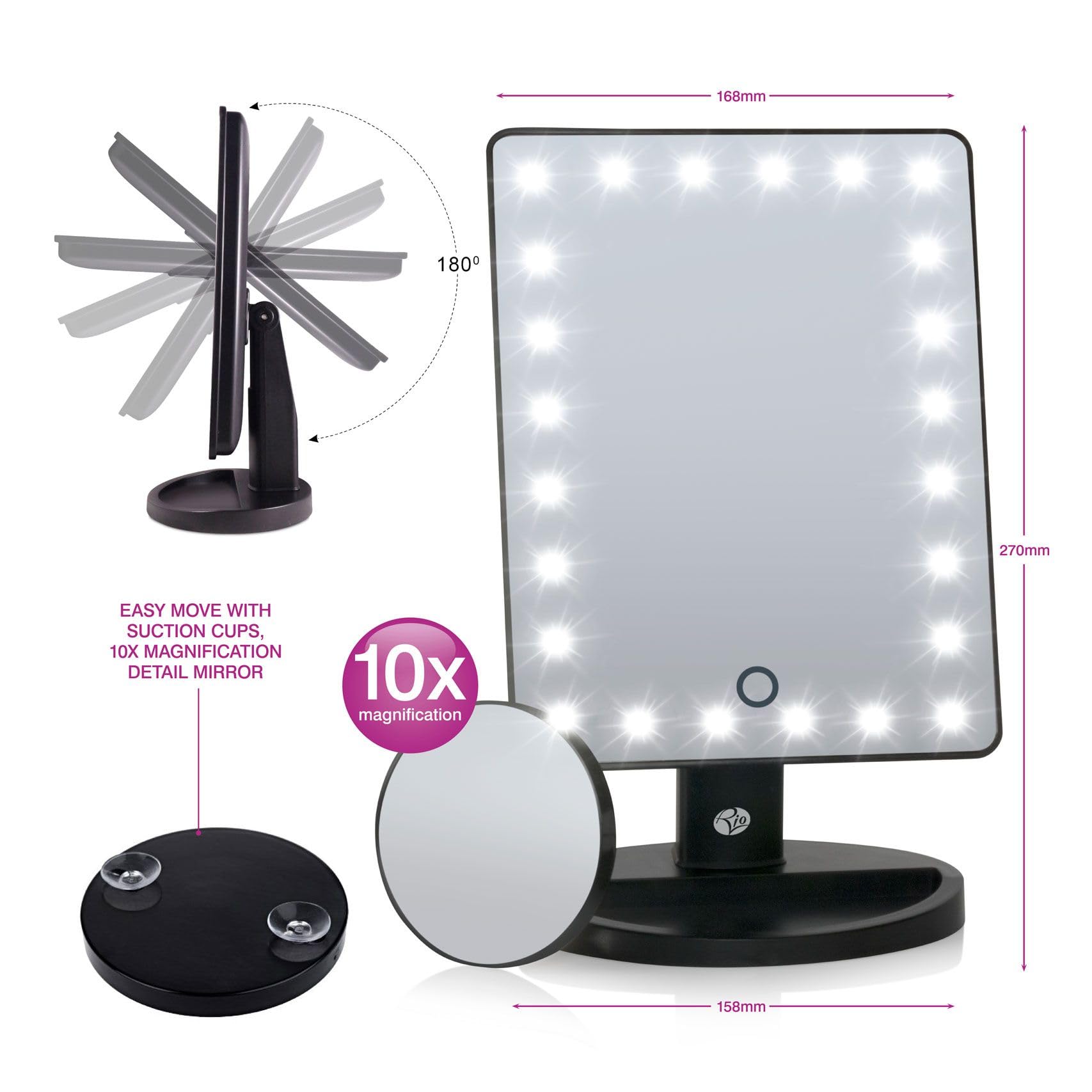 rio-24-led-touch-make-up-spiegel-dimmbar-180-schwenkbar-mit-10-fach-vergr-erung- image 2