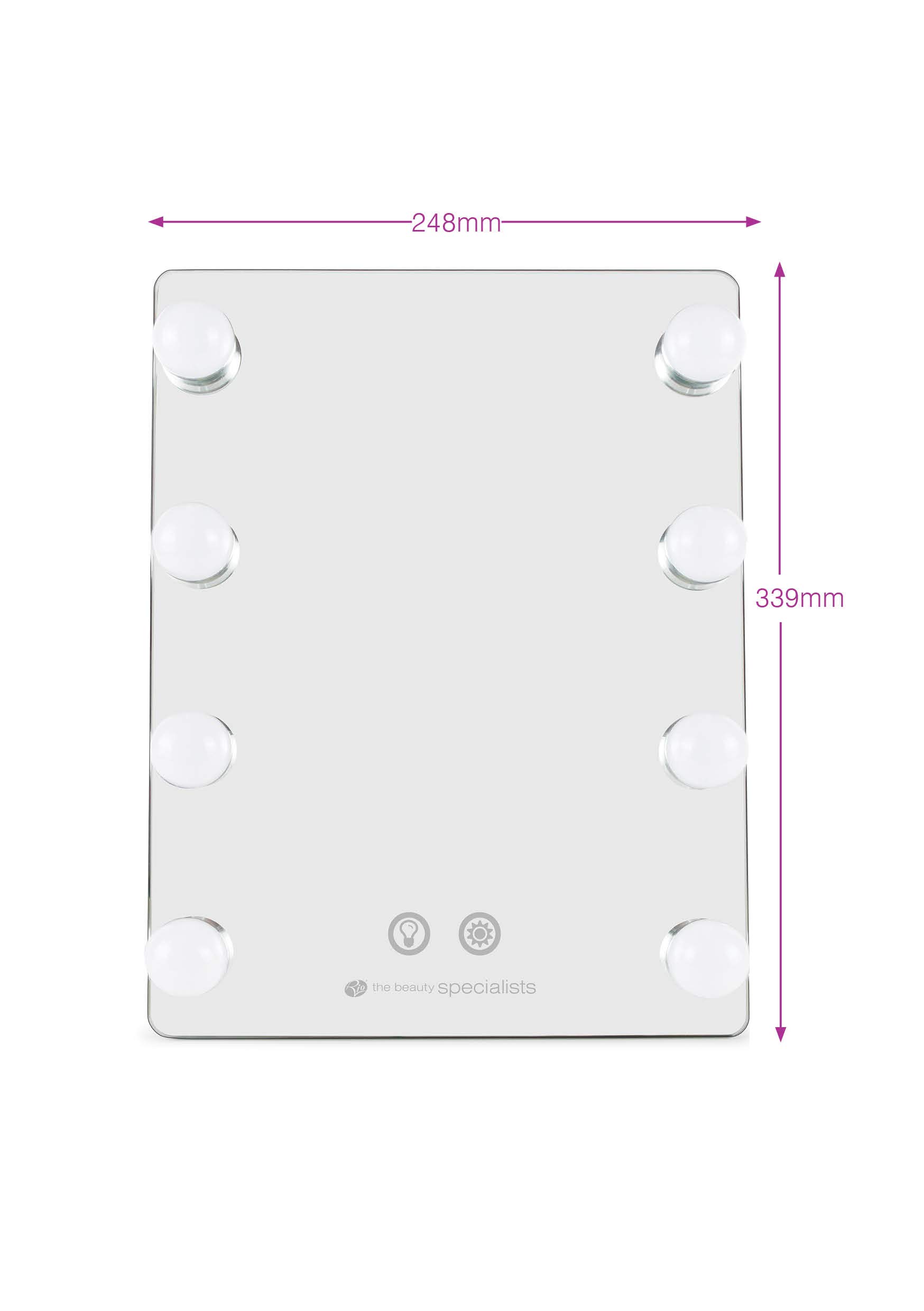 rio-hollywood-glamour-lichtspiegel-mit-8-led-lampen-2-lichtstufen-wand-oder-stan image 3