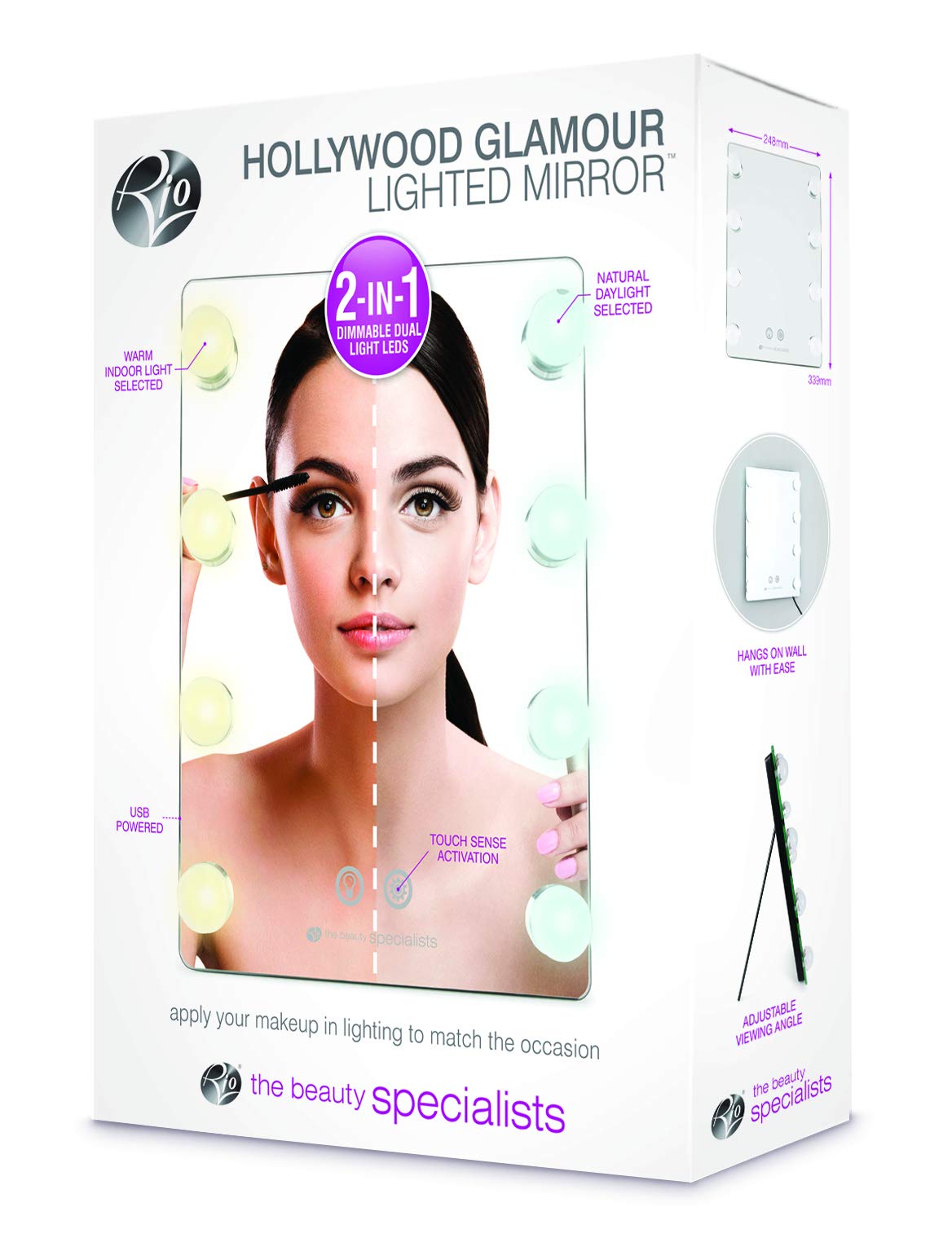 rio-hollywood-glamour-lichtspiegel-mit-8-led-lampen-2-lichtstufen-wand-oder-stan image 4