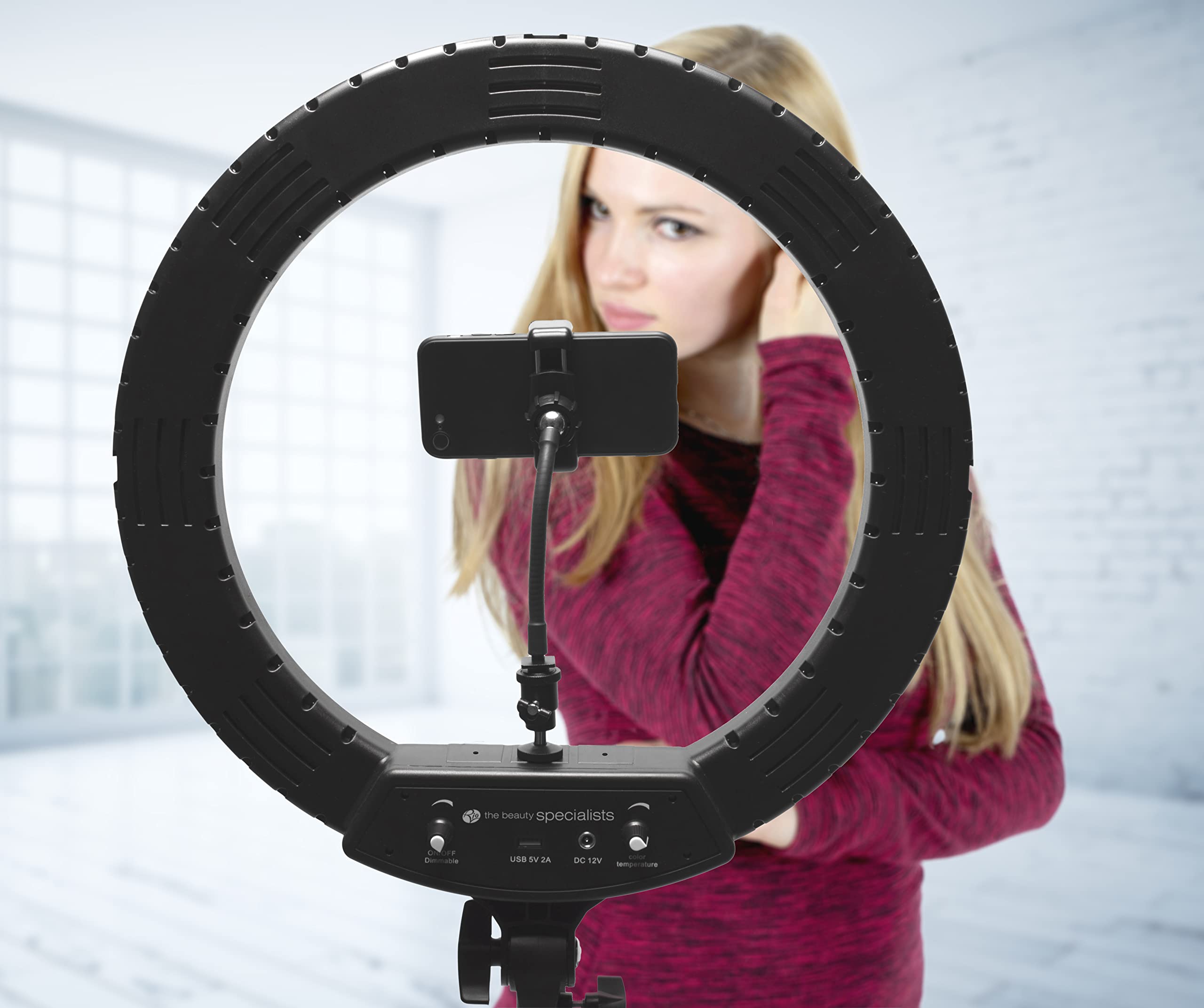 rio-45-7-cm-dimmbares-led-ringlicht-mit-stativst-nder-und-smartphone-halterung image 5