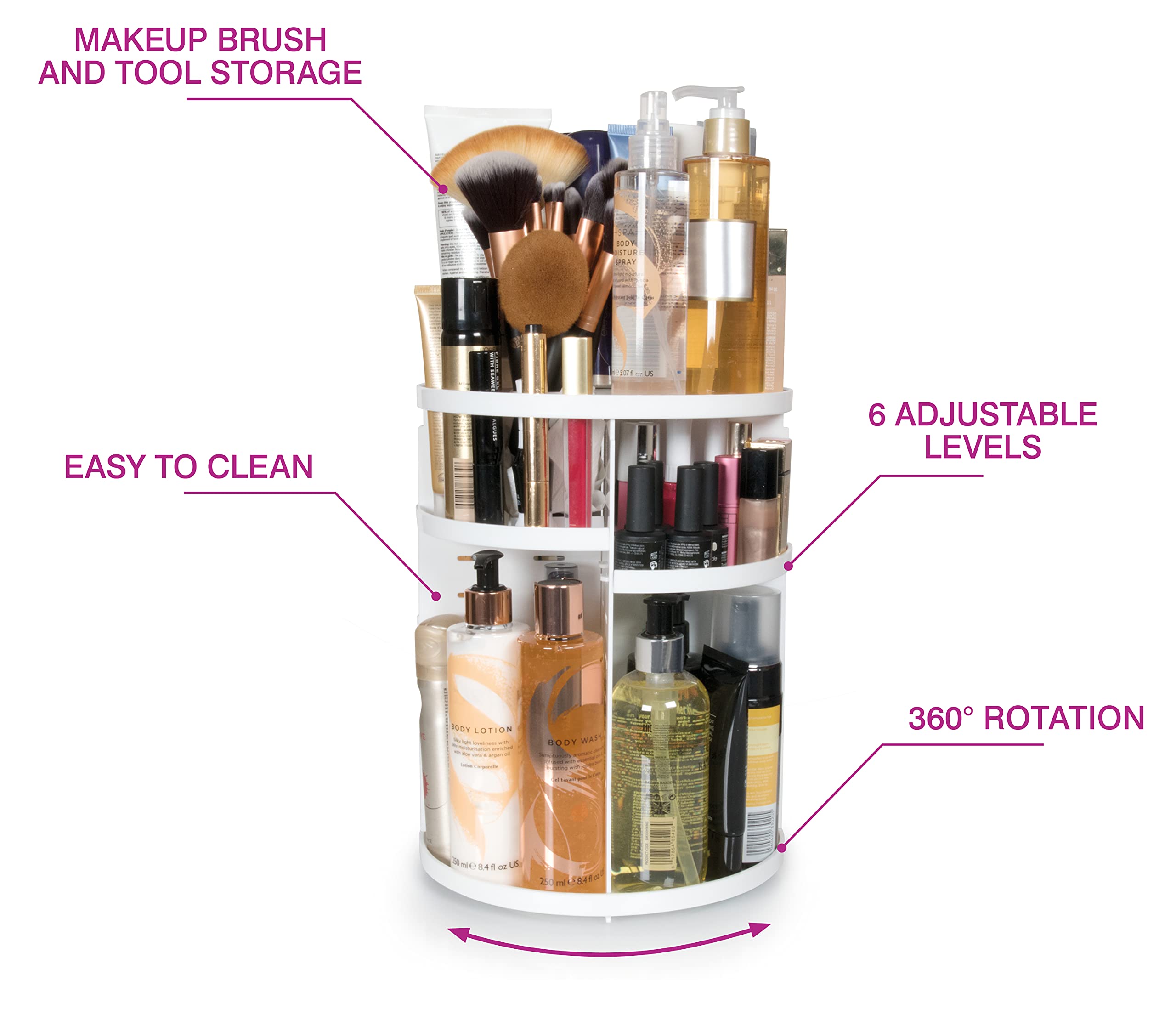 rio-make-up-kosmetik-pinsel-360-drehbarer-karussell-organizer-mit-6-verstellbare image 2