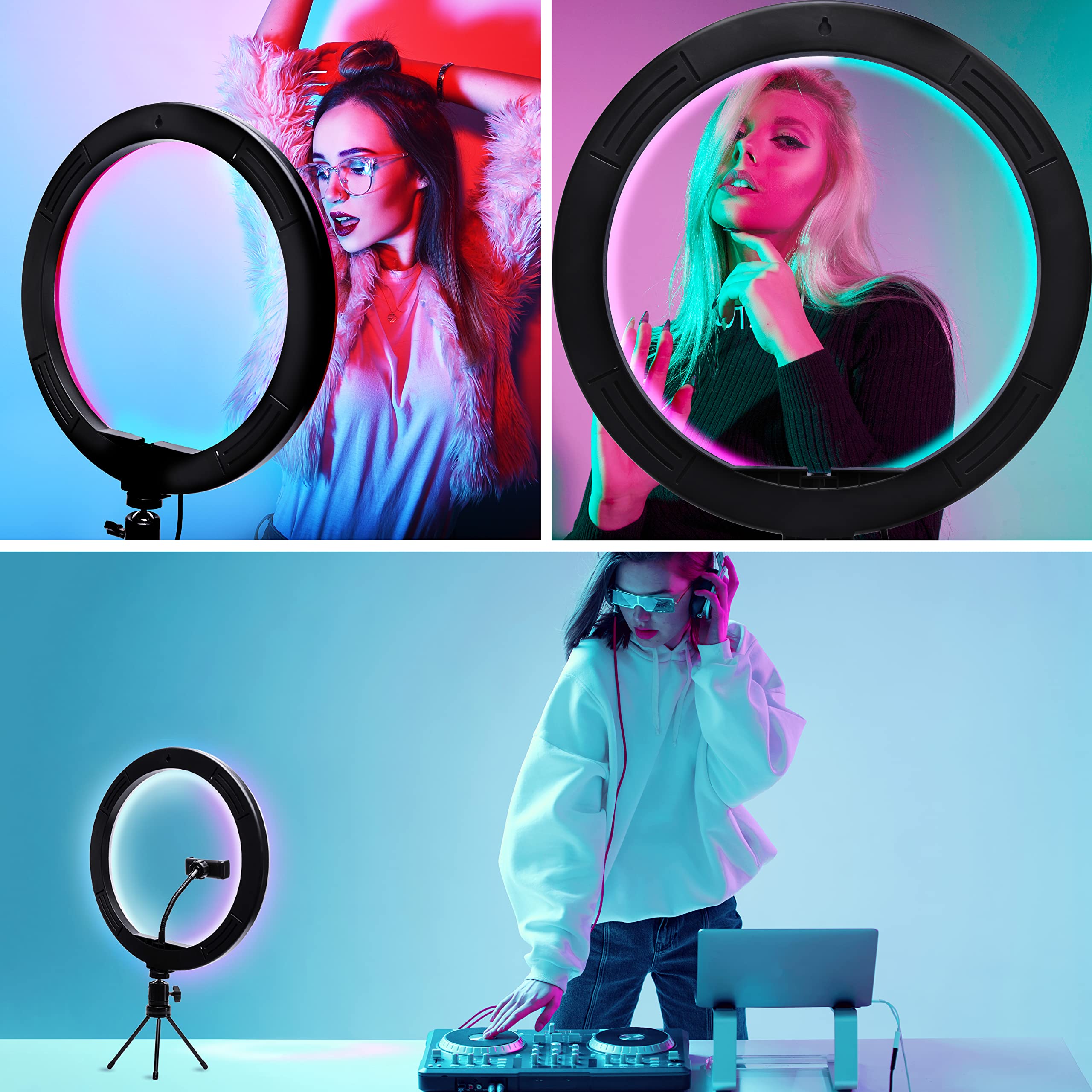 rio-studio-rgb-beauty-ring-light-30-cm-rgb-led-ringlicht-mit-50-farben-3-lichtei image 2